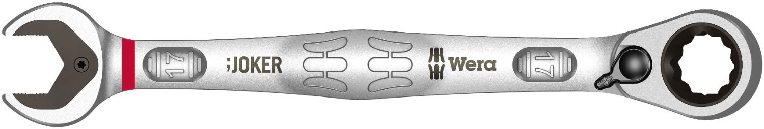 Wera 05020072001 Ratcheting Combination Wrench Joker Reversible 17x225mm, red, 17 x 225 mm
