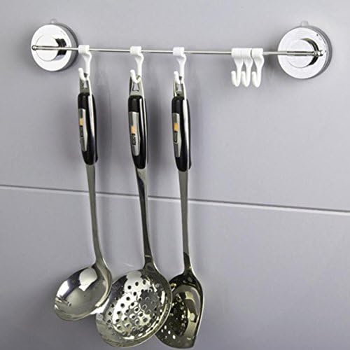 Stainless Steel Vacuum Suction Cup Sucker Hanger 6 Hooks Bathroom Wall Mounted Towel Holder Kitchen Tools Organizer Hanging Rack