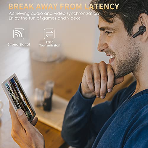 Hntmao True Wireless Earbuds, IPX7 Waterproof Bluetooth Earbuds, 30H Cyclic Playtime Headphones with Charging Case and mic for iPhone Android, in-Ear Stereo Earphones Headset for Sport