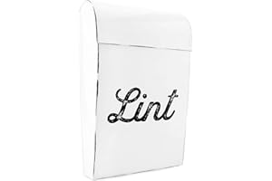 AULDHOME DESIGN AuldHome Farmhouse Enamelware Lint Holder Bin; Distressed White Laundry Room Decor