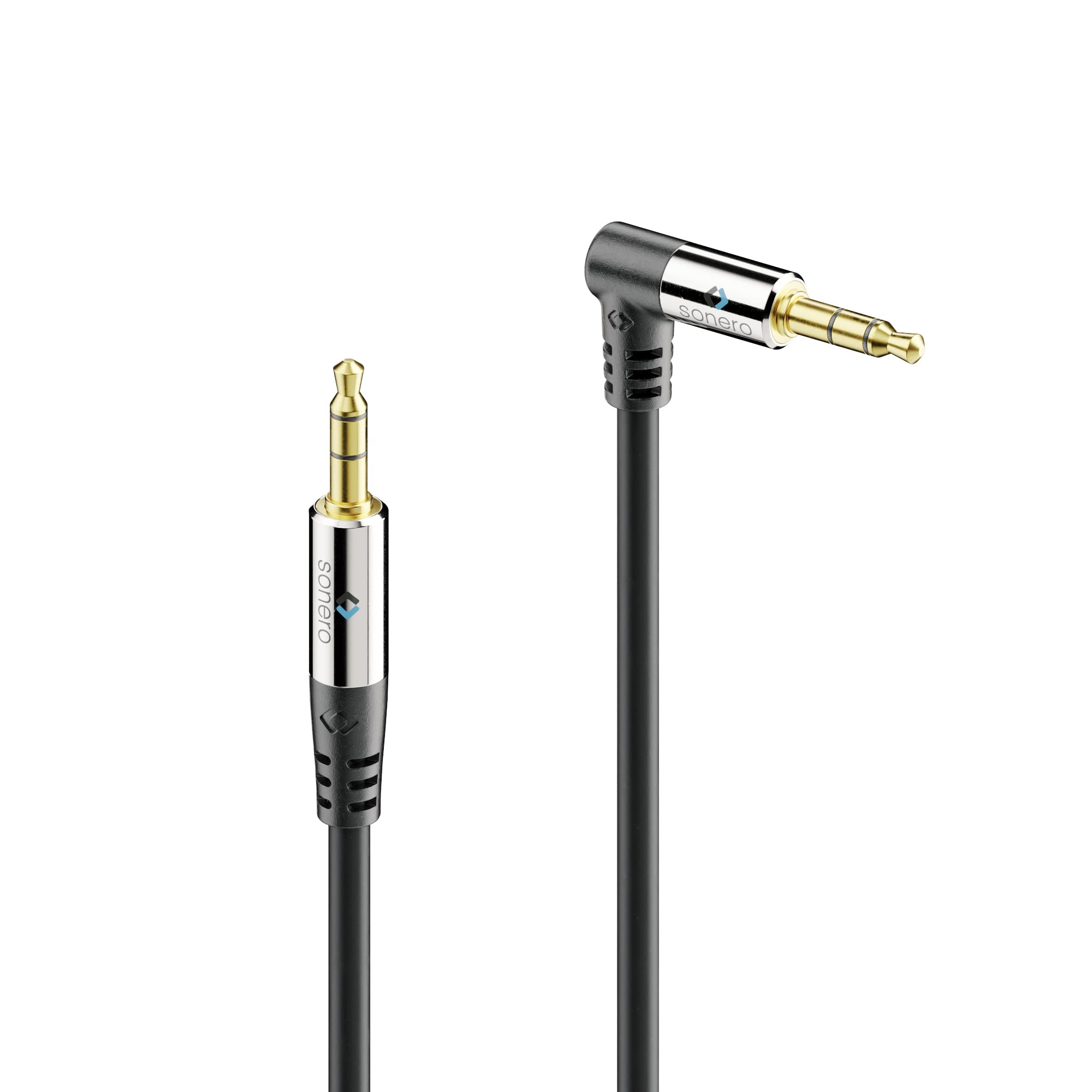 Sonero® Premium Audio Cable with 1x 90° Male / 3.5 mm Jack / 1.00 m/Gold-Plated Contacts/Black