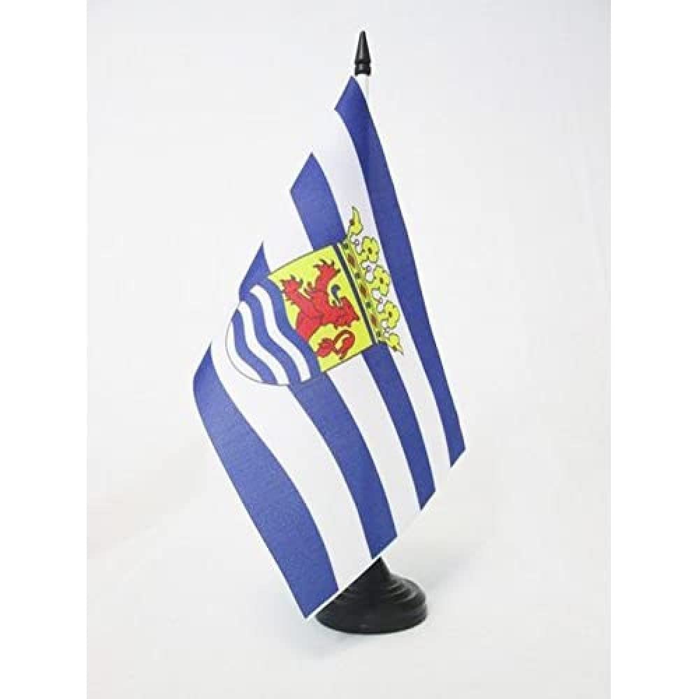 AZ FLAG Province of Zeeland Table Flag 5'' x 8'' - Zeeland Office Decoration 100% Polyester 21 x 14 cm - Mini Desk Flag with Pole and Black Plastic Base