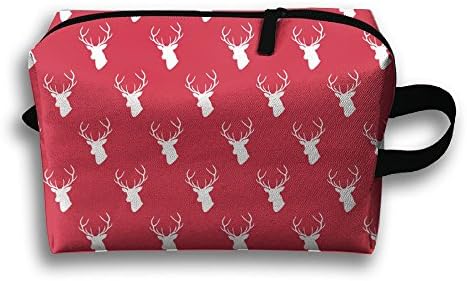 Unique Design Red Woodland Deer Receive Bag Hand Cosmetic Bag Makeup Bag Sewing Kit Medicine Bag 600D Plain Oxford Cloth Length 25.5 Width 12.5 Height 16cm.