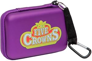 Five Crowns Travel Case – Bilingual Card Game with Soft Case and Clip, 5-Suited Rummy-Style Game for Families and Kids, 1–7 P