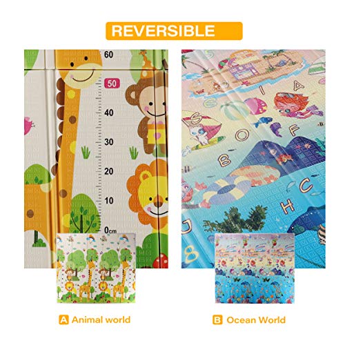 WV-WONDER-VIEW-Baby-Playmat-Crawling-Mat-Folding-Mat-Doble-Side-Portable-Colorful-and-Waterproof-Playmat-for-Kids-Baby-and-Toddler-Thick-Extra-Large-Playmat-79x71x06-inch