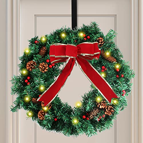24" Artificial Lighted Christmas Wreath Prelit Christmas Wreath w