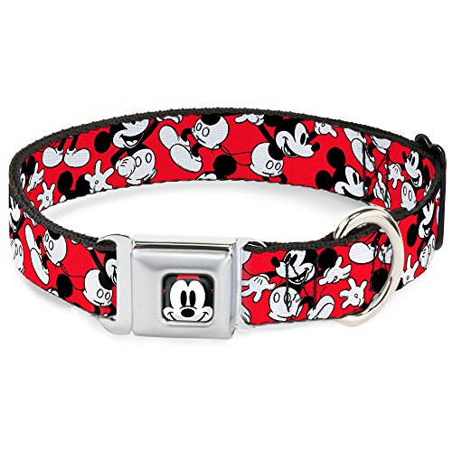 Buckle-Down DC-WDY158-L DYEO Mickey Mouse Face2 CLOSE Dog Collar, Large/15-26"