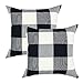 YOUR SMILE Retro Farmhouse Buffalo Tartan Chequer Plaid Cotton Linen Decorative Throw Pillow Case Cushion Cover Pillowcase for Sofa,Set of 2 (Black, 18''x18'')