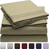 Mellanni Bed Sheet Set - Brushed Microfiber 1800 Bedding - Wrinkle, Fade, Stain Resistant - Hypoallergenic - 4 Piece (King, Olive Green)