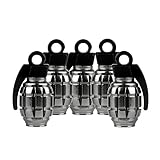 Senzeal 5x Aluminum Grenade Bomb Style Universal Car Truck Motorcycle Wheel Valve Caps Bicycle Tire Air Valve Cover Gray