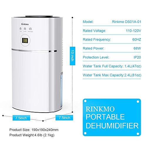 1 RINKMO+Portable+Dehumidifiers+Capacity+Shut+Off