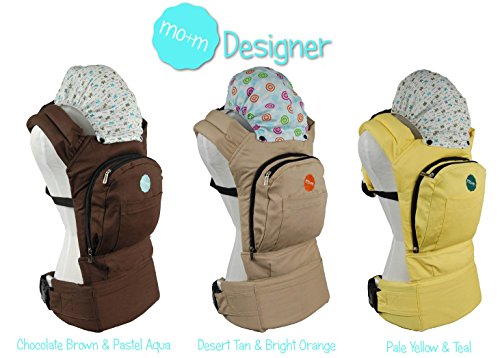 Mo+m Ergonomic Baby Sling Carrier w/ Mesh Cooling Vent, Hood & Pockets (Chocolate Brown)