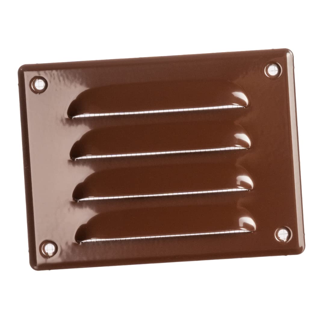 140x105mm / 6x4" inch Brown Metal Air Vent Grille Cover with Insect Mesh - Ventilation Cover โ image 1