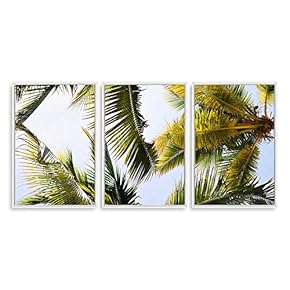 3 Piece Framed Canvas Wall Art for Living Room, Bedroom Vintage Tropical Palm Trees Canvas Prints for Modern Home Decoration Ready to Hang - 16"x24"x3 Panels