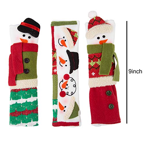 Korlon 5 Pack Christmas Refrigerator Handle Covers Set, Indoor Christmas Kitchen Decorations Snowman Appliance Door Covers with 2 Snowman Refrigerator Magnets