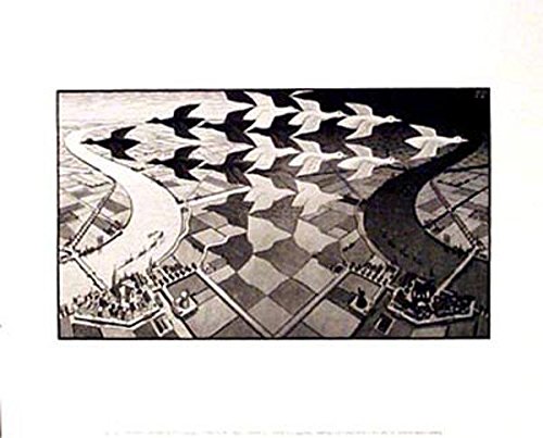 Day And Night By Mc Escher Best Quality Art Print Poster - Size: 14 X 11