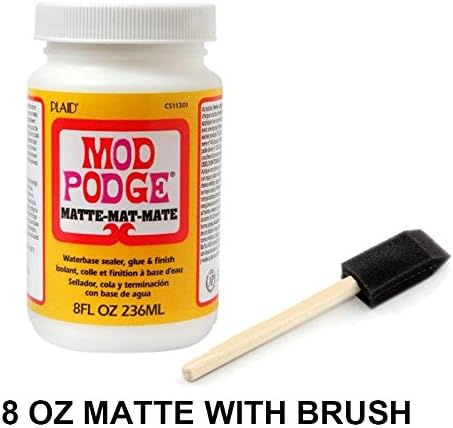 Mod Podge Matte Waterbase Sealer, Glue and Finish - 8 Oz with Free Brush by RussellSanders (8 Oz Matte with Brush)