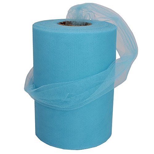 XiangGuanQianYing Sky blue Tulle Spool 6 Inch x 100 Yards for Tulle Decoration