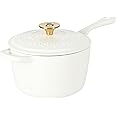 Crock-Pot 3 Qt European Enameled Cast Iron Sauce Pan W/Lid - Matte Linen White