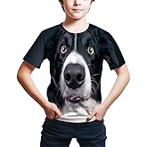 Kids Print 3D Dog Face T-Shirt Funny Graphic Pattern Tees Shirts for Youth Boys Girls 4-14 Years