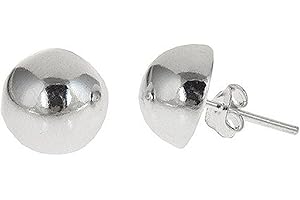 BLUE APPLE CO. Half Ball Button Moon Stud Post Earring 925 Sterling Silver