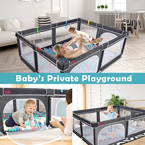 EIH 79in x 59in Baby Playpen, Extra Large Playpen for Toddlers with