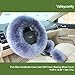 Valleycomfy Fashion Steering Wheel Covers for Women/Girls/Ladies Australia Pure Wool 15 Inch 1 Set 3 Pcs, Gray