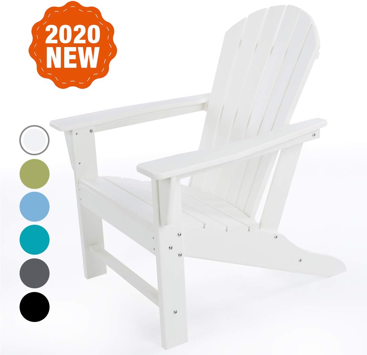 DAILYLIFE HDPE Plastic/Resin Classic Outdoor Adirondack Chair for Patio Deck Garden,Backyard & Lawn Furniture,White (White): Kitchen & Dining