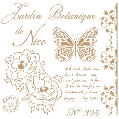 Stencil Deco Vintage Composition 209 Botanique Nice. Dimensions: Stencil Size: 25 x 25 cm (9,8x9,8 in) Design Size: 21 x 21 cm (8,3x8,3 in)