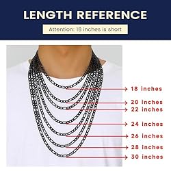 Suplight Black Figaro Chain For Men Stainless Steel