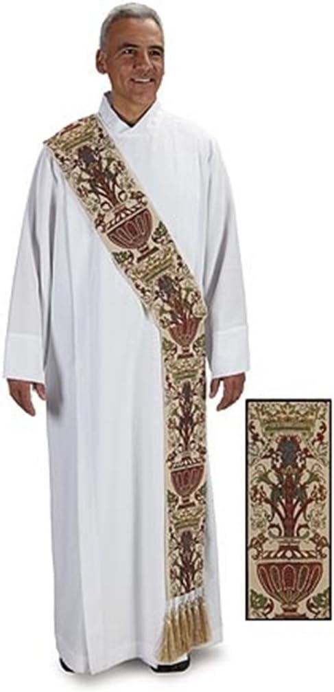 Coronation Collection Polyester Coronation Deacon Stole with Tassels, 110 Inch