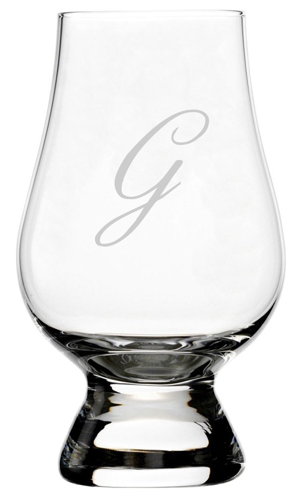 Bix Script Etched Monogram Crystal Whisky Glass
