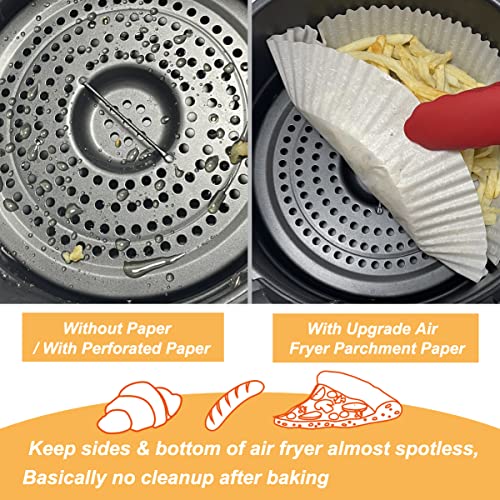 BYKITCHEN Round Air Fryer Paper Liners, 6.3 inch Inner Diameter&7.8 inch Outer Diameter, 50PCS