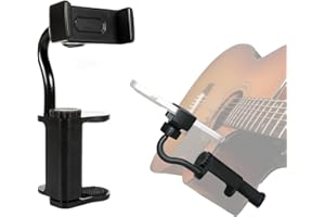 Rubierine Guitar Phone Holder, Digital Sheet Music Holder, Phone Clip Mount Fit for 6-10cm Thick Guitars& Ukulele, Practical Guitar Accessories for Watching Tutorials & Tabs While Playing, Easy Setup