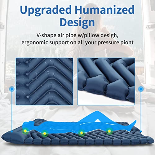 VECUKTY Double Camping Sleeping Pad, Upgraded Foot Press Inflatable