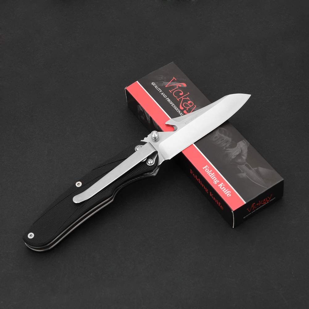 Folding Pocket Knife with 3.15” 8Cr13MoV Stainless Steel Blade, G-10 Handle, Liner Lock, Bottle Opener, Belt Clip EDC Tactical Knife Perfect for Outdoor Hunting Camping Everyday Carry