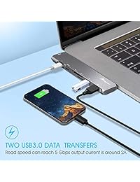 ANCROWN USB C HUB, MacBook Pro USB C HUB 7 en 2 Multi Port Adapter Thunderbolt 3 (40Gbs) 4K HDMI 2x USB 3.0 Puertos MicroSD SD Card Reader,for 2016 2017 2018