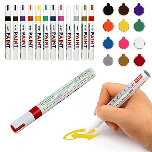 New 12pcs colorful pens Waterproof Permanent Paint Marker Pen Car Tyre Tire Tread Rubber