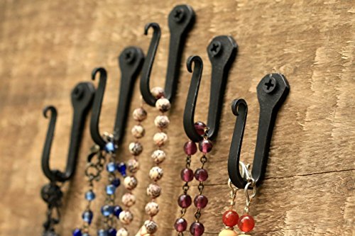 image for Everything Rustique Wrought Iron Hooks-Nail Hooks -Set of 6- Black Han