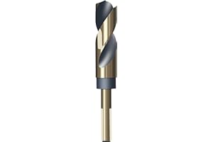 HUHAO 11/16 Inch Drill Bit - Reduced Shank High Speed Steel HSS 4341 for Heavy-Duty Metal & Steel, 10mm (3/8"), Black Nitride & Gold Titanium Coated for Structural Beams, Thick Plates
