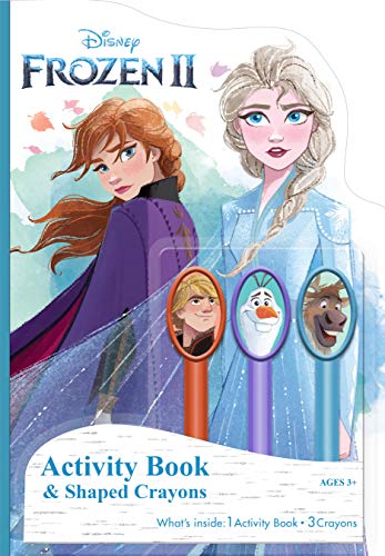 Disney Frozen Elsa and Anna 25-Page Shaped Coloring and Activity Book with 3 Shaped Character Crayons Kristoff, Olaf and Sven 49119 Bendon