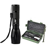 Smiling Shark SS-A100 1000 Lumens Adjustable Focus Zoomable Flashlight Torch, 5 Modes CREE XML-T6 LED Flashlights, Water Resistant Camping Light for Outdoor Sports, Black
