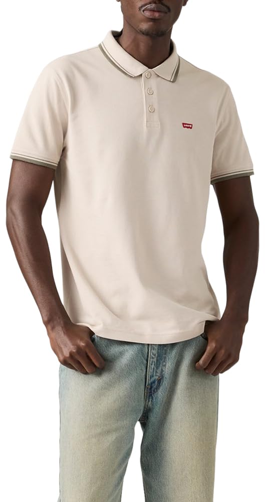 Levi's Men's Housemark Polo, (New) Wood Tipping Stripe Pumice Stone, XX-Large Standard Image