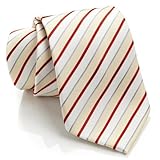 Scott Allan Mens Striped Necktie - Champagne Burgundy