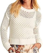 Women's Crochet Mesh Sweaters Hollow Out Long Sleeve Knit Top Bikini Beach Cover