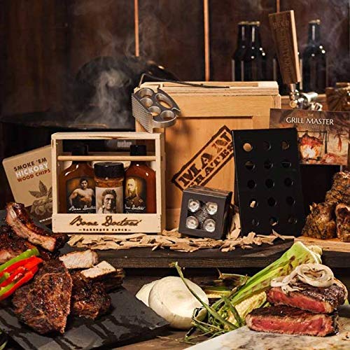 Man Crates Grill Master Crate with Wood Chips, Smoker Box, Sauce and