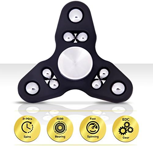 Fidget Spinner Anti Anxiety Toy - Best EDC Focus Stress Reducer Toy Perfect For ADD ADHD Anxiety and Autism Adult Kids (Black)