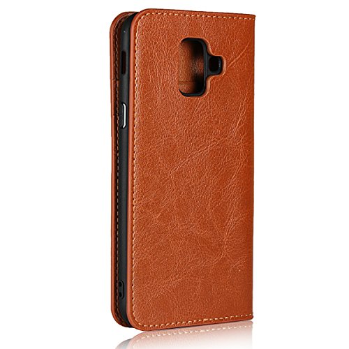 Samsung Galaxy A6 2018 Wallet Case, Jaorty Premium Leather Folio Flip Case Cover Book Design with Kickstand Feature with Card Slots/Cash Compartment for Samsung Galaxy A6 2018 - Khaki