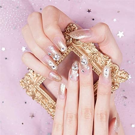 Amazon 24枚 シャンパンカラー 両面接着テープ付き ネイルチップ 和風 手作りネイルチップ 可愛い優雅ネイル 結婚式 パーティー 二次会などに ネイルアート 3d デコレーション Mallnoo ジェルネイル 通販