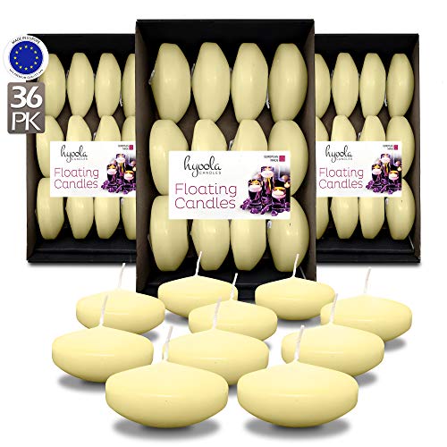 Hyoola Premium Ivory Floating Candles 3 Inch - 8 Hour - 36 Pack - European Made